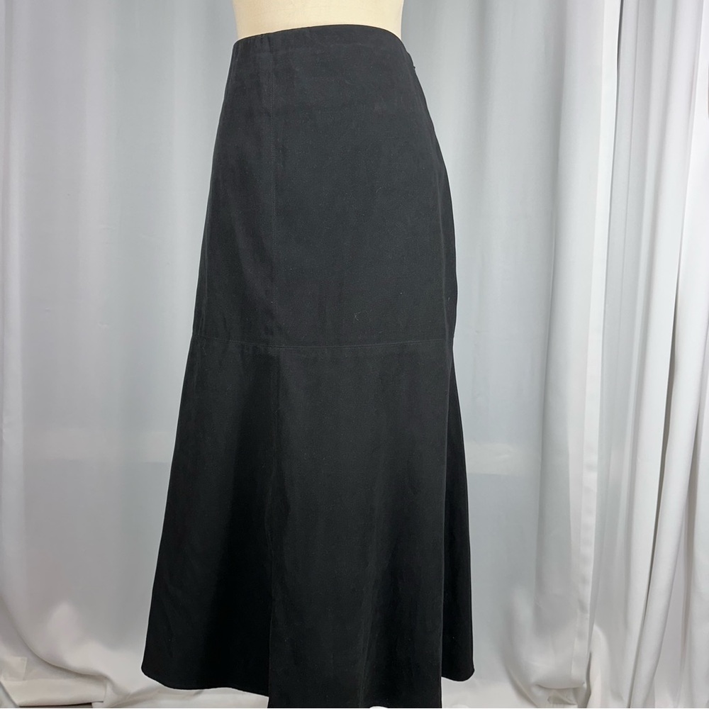 Vtg JM Collection Black Maxi Skirt Sz 12 Microfiber‎ Zip Close Minimal Timeless